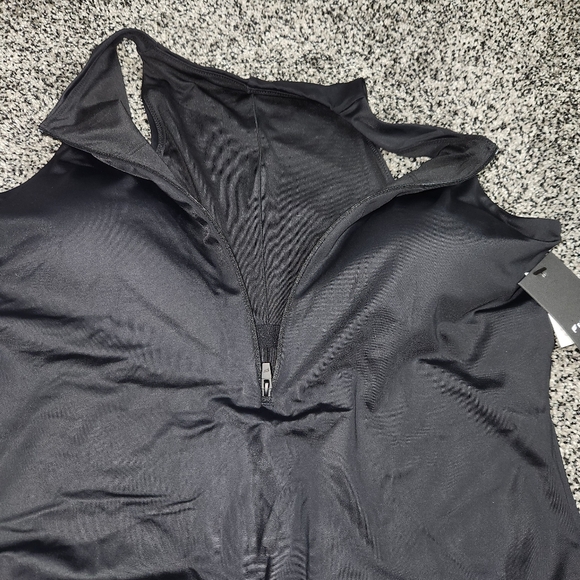 Fabletics Zip-Front One-Piece Swimsuit Black‎ Sexy Sleek Women's Xl, Hi Cut Nwt - Picture 5 of 12